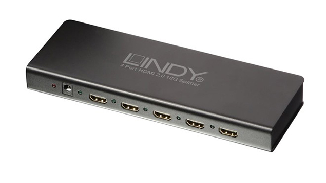 LINDY 4 Port HDMI 2.0 18G UHD/HDR Splitter (1x HDMI Input / 4x HDMI Outputs)