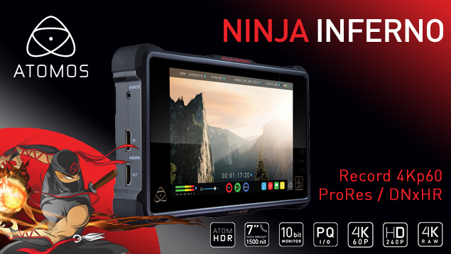 Atomos Ninja Inferno 4Kp60 HDMI Recording Monitor - 1500nit/10-bit/HDR