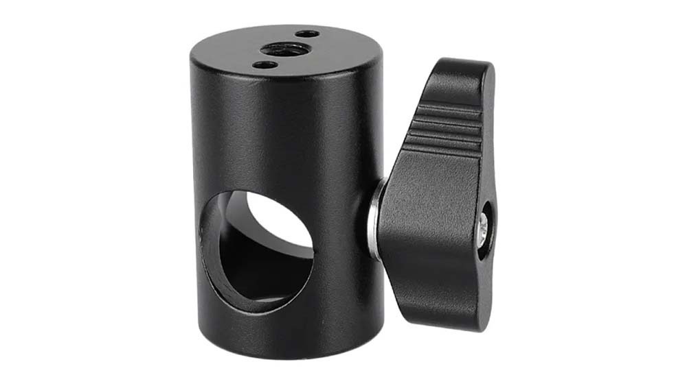 CAMVATE 16mm Light Stand Head Adapter With 1/4" Female Thread & Locating Pins (Black Ratchet Knob)