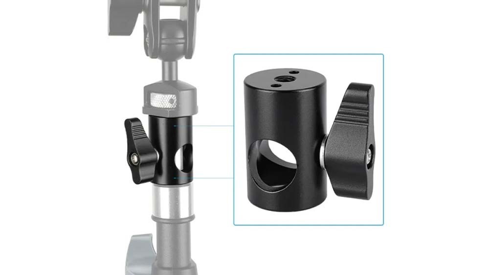 CAMVATE 16mm Light Stand Head Adapter With 1/4" Female Thread & Locating Pins (Black Ratchet Knob)