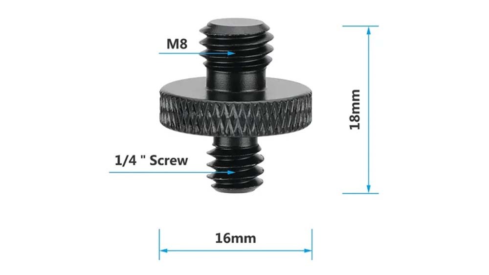 CAMVATE M8 Male to 1/4"-20 Male Double-end Thread Screw Convert Adapter Aluminum Alloy Made (2 Pieces)