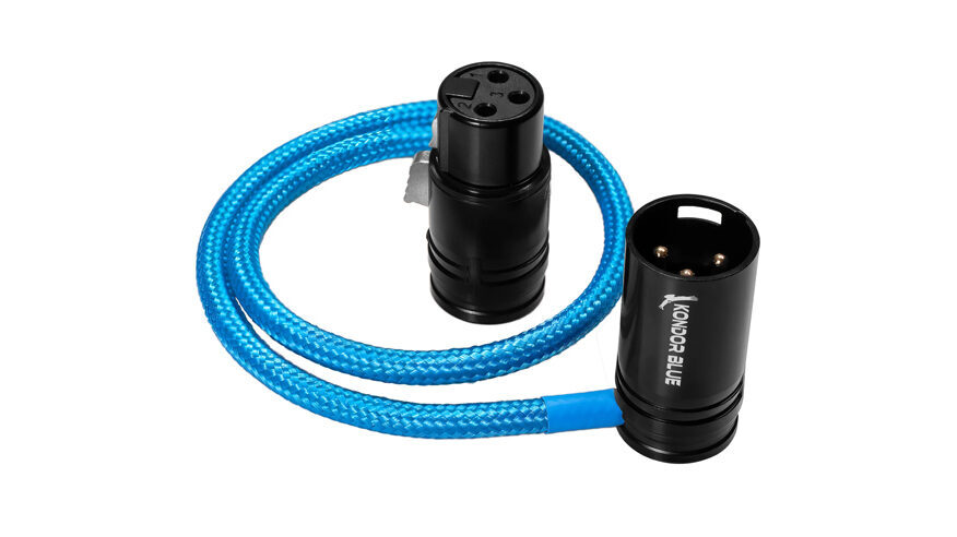 Kondor Blue 16” Straight Low Profile Right Angle XLR Cable - Blue