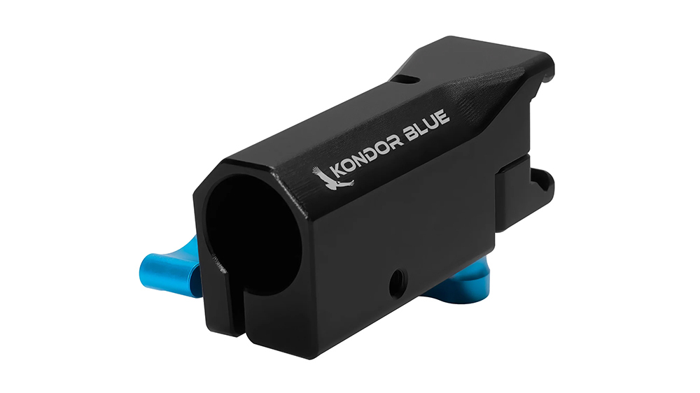 Kondor Blue Baby Pin 5/8" Spigot Receiver to Nato Clamp Adapter for Light Stands & Monitors (Raven Black)