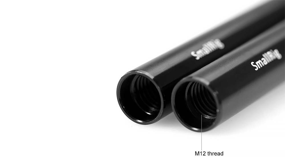 SmallRig 12 inch 15mm Black Aluminum Alloy Rod (2 PIECES) 1053