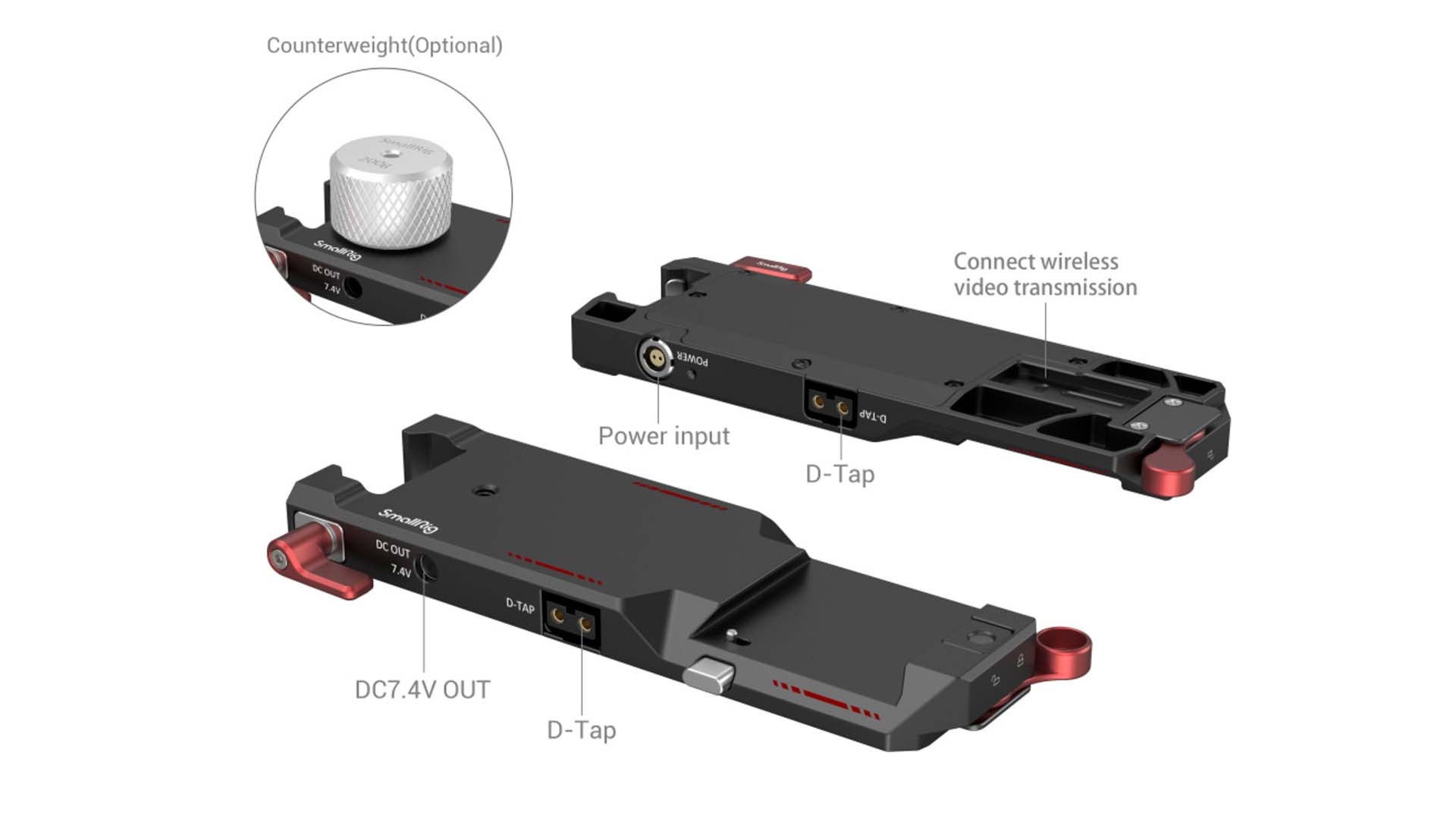 SmallRig Power Pass-Through Plate for DJI RS2 / RS3 Pro 3251
