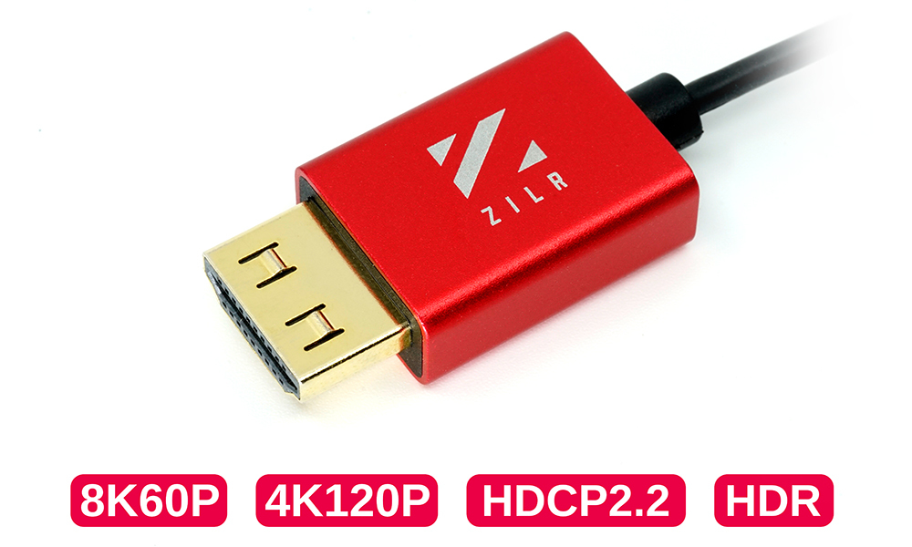 ZILR 8KP60 / 4KP120 Hyper Thin 2.5mm Ultra Speed Full to Full HDMI Cable (1m)